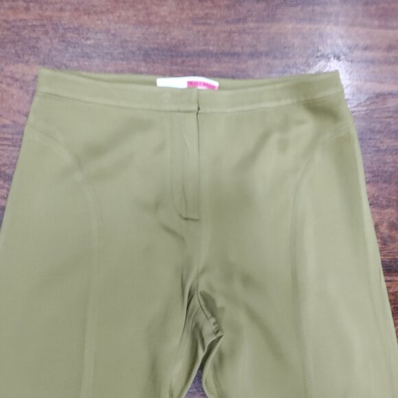 Vintage Tracy Reese Midrise Flat Front Flare Leg Y2K Trouser Pants Light Green - Picture 4 of 15